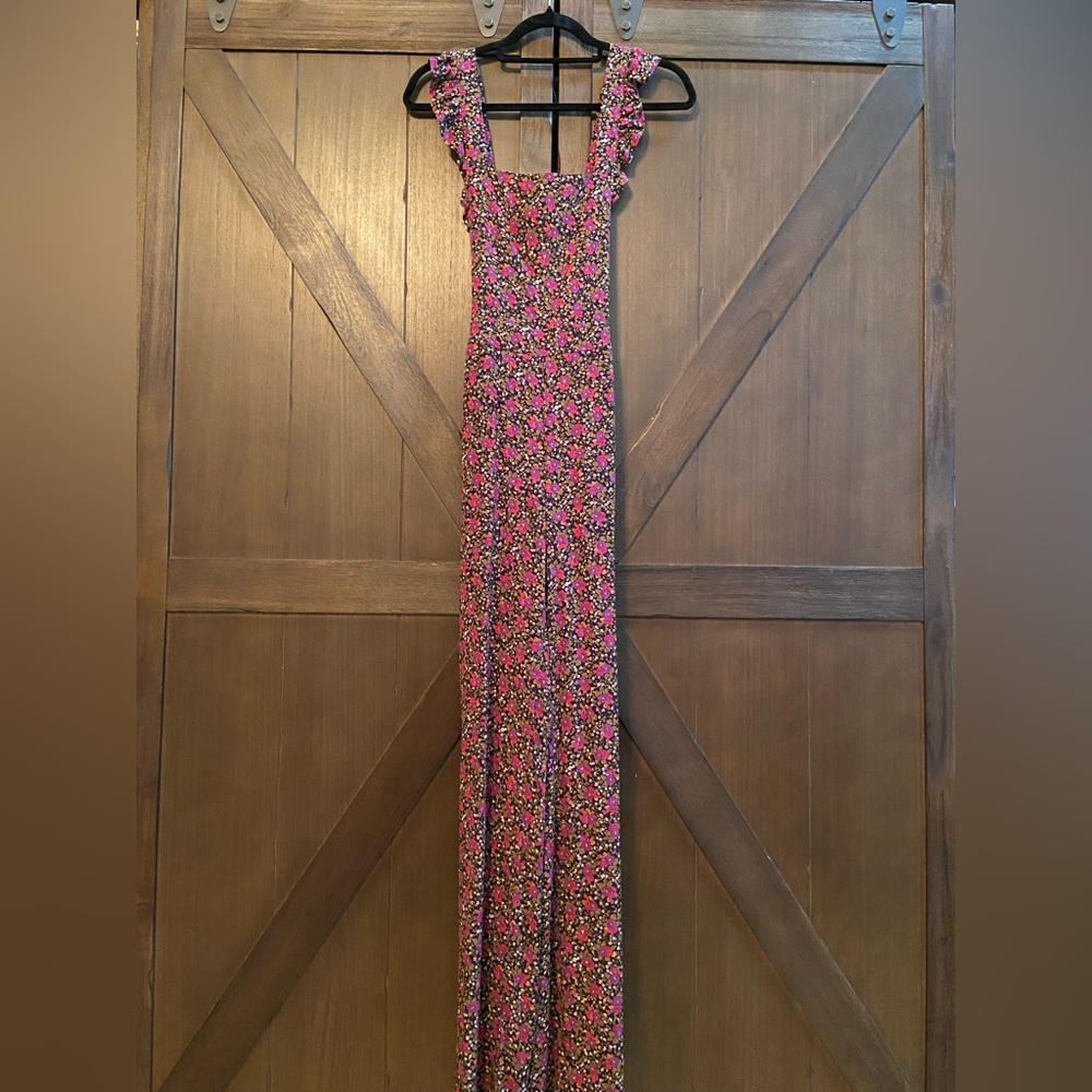 Sezane Pink Floral Ruffle-Strap Jumpsuit - Picture 8 of 12